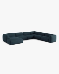 COLTAR PANORAMIC MARTINA, 160X106 CM, PE DREAPTA, BLUE JEANS, TAPITAT CU TAPITERIE DIN TEXTIL STRUCTURAT BOSTON, MICADONI - Img 2