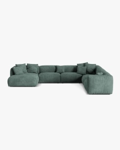 COLTAR PANORAMIC MARTINA, 160X106 CM, PE DREAPTA, VERDE MUSCHI, TAPITAT CU TAPITERIE DIN TEXTIL CATIFEA VOGUE, MICADONI