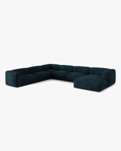 COLTAR PANORAMIC MARTINA, 160X106 CM, PE STANGA, ALBASTRU INCHIS, TAPITAT CU TAPITERIE DIN TEXTIL CATIFEA VOGUE, MICADONI - Img 2