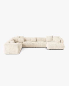 COLTAR PANORAMIC MARTINA, 160X106 CM, PE STANGA, BEJ DESCHIS, TAPITAT CU TAPITERIE DIN TEXTIL CORDOI TILIA, MICADONI