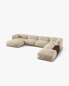 COLTAR PANORAMIC MARTINA, BEJ DESCHIS, 406 CM, DREAPTA, CU TAPITERIE DIN TEXTIL CATIFEA VOGUE, MICADONI - Img 2