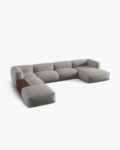 COLTAR PANORAMIC MARTINA, GRI DESCHIS, 406 CM, STANGA, CU TAPITERIE DIN TEXTIL STRACTURAT BOSTON, MICADONI - Img 2