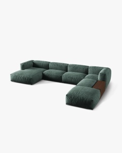 COLTAR PANORAMIC MARTINA, VERDE, 406 CM, DREAPTA, CU TAPITERIE DIN TEXTIL CATIFEA VOGUE, MICADONI - Img 2