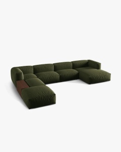 COLTAR PANORAMIC MARTINA, VERDE, 406 CM, STANGA, CU TAPITERIE DIN TEXTIL STRACTURAT BOSTON, MICADONI - Img 2