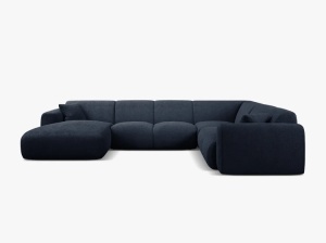 COLTAR PANORAMIC MOLINO, PE DREAPTA, ALBASTRU INCHIS, 326 CM, , CU TAPITERIE DIN TEXTIL BOUCLE BALOO, MICADONI - Img 2