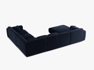 COLTAR PANORAMIC MOLINO, PE DREAPTA, ALBASTRU ROYAL, 326 CM, , CU TAPITERIE DIN TEXTIL CATIFEA VELVET CASINO, MICADONI - Img 3