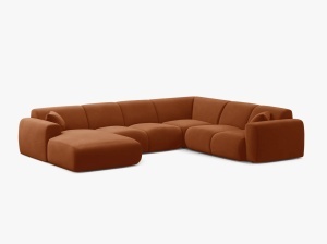 COLTAR PANORAMIC MOLINO, PE DREAPTA, CARAMIZIU, 326 CM, , CU TAPITERIE DIN TEXTIL CATIFEA VELVET CASINO, MICADONI