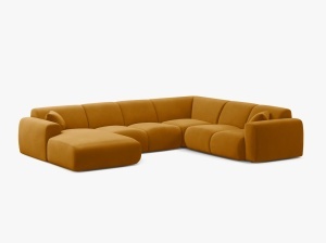 COLTAR PANORAMIC MOLINO, PE DREAPTA, GALBEN, 326 CM, , CU TAPITERIE DIN TEXTIL CATIFEA VELVET CASINO, MICADONI