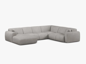 COLTAR PANORAMIC MOLINO, PE DREAPTA, GRI DESCHIS, 326 CM, , CU TAPITERIE DIN TEXTIL CHENILLE REBEL, MICADONI