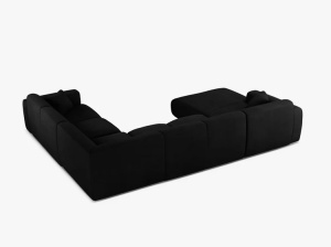COLTAR PANORAMIC MOLINO, PE DREAPTA, NEGRU, 326 CM, , CU TAPITERIE DIN TEXTIL CHENILLE REBEL, MICADONI - Img 3