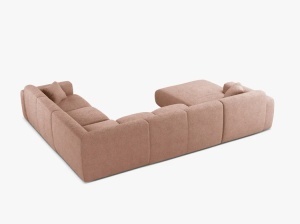 COLTAR PANORAMIC MOLINO, PE DREAPTA, ROZ PUDRA, 326 CM, , CU TAPITERIE DIN TEXTIL BOUCLE BALOO, MICADONI - Img 3