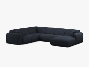 COLTAR PANORAMIC MOLINO, PE STANGA, ALBASTRU MARIN, 326 CM, , CU TAPITERIE DIN TEXTIL CHENILLE EDEN, MICADONI