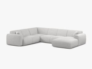 COLTAR PANORAMIC MOLINO, PE STANGA, ARGINTIU, 326 CM, , CU TAPITERIE DIN TEXTIL CHENILLE EDEN, MICADONI