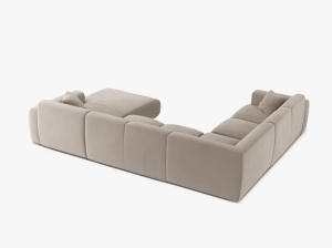 COLTAR PANORAMIC MOLINO, PE STANGA, BEJ DESCHIS, 326 CM, , CU TAPITERIE DIN TEXTIL CATIFEA VELVET CASINO, MICADONI - Img 3