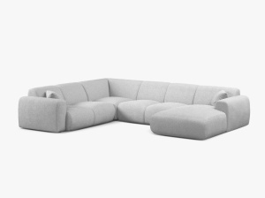 COLTAR PANORAMIC MOLINO, PE STANGA, GRI DESCHIS, 326 CM, , CU TAPITERIE DIN TEXTIL BOUCLE BALOO, MICADONI