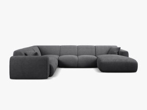 COLTAR PANORAMIC MOLINO, PE STANGA, GRI INCHIS, 326 CM, , CU TAPITERIE DIN TEXTIL BOUCLE BALOO, MICADONI - Img 2