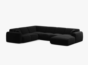 COLTAR PANORAMIC MOLINO, PE STANGA, NEGRU, 326 CM, , CU TAPITERIE DIN TEXTIL CATIFEA VELVET CASINO, MICADONI