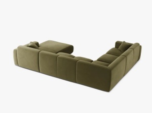 COLTAR PANORAMIC MOLINO, PE STANGA, VERDE DESCHIS, 326 CM, , CU TAPITERIE DIN TEXTIL CATIFEA VELVET CASINO, MICADONI - Img 3