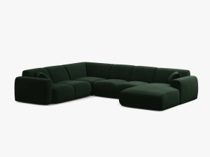 COLTAR PANORAMIC MOLINO, PE STANGA, VERDE SMARALD, 326 CM, , CU TAPITERIE DIN TEXTIL CATIFEA VELVET CASINO, MICADONI