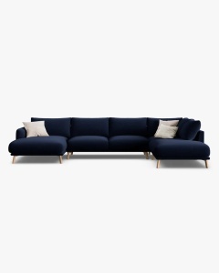 COLTAR PANORAMIC NAOMI, PE DREAPTA, ALBASTRU ROYAL, 235X265 CM, TAPITAT CU TAPITERIE DIN TEXTIL CATIFEA SALVADOR, MICADONI
