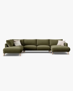 COLTAR PANORAMIC NAOMI, PE STANGA, VERDE, 235X265 CM, TAPITAT CU TAPITERIE DIN TEXTIL CATIFEA SALVADOR, MICADONI