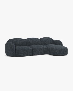 COLTAR PE DREAPTA, BLAIR, 274X 95, MELANJ ALBASTRU, CU TAPITERIE DIN TEXTIL STRUCTURAT BALTIMORE, MICADONI - Img 2