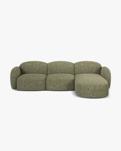 COLTAR PE DREAPTA, BLAIR, 274X 95, VERDE MASLINIU, CU TAPITERIE DIN TEXTIL STRUCTURAT BALTIMORE, MICADONI