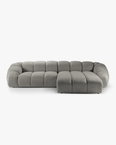 COLTAR PE DREAPTA DIANA, GRI DESCHIS, 334X182 CM, TAPITAT CU TAPITERIE DIN TEXTIL STRUCTURAT BUBBLE, MICADONI