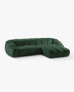 COLTAR PE DREAPTA DIANA, VERDE, 334X182 CM, TAPITAT CU TAPITERIE DIN TEXTIL STRUCTURAT BUBBLE, MICADONI