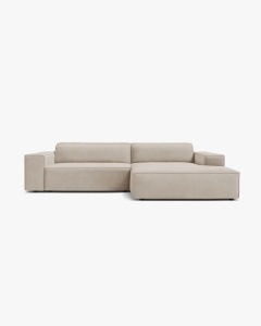 COLTAR PE DREAPTA JODIE, CU 3 LOCURI, 224X162 CM, ADANCIME SCAUN 62 CM, BEJ INCHIS, TAPITAT CU TAPITERIE DIN TEXTIL CATIFEA BLUVEL MICADONI