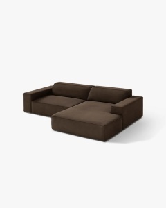 COLTAR PE DREAPTA JODIE, CU 3 LOCURI, 224X162 CM, ADANCIME SCAUN 62 CM, MARO INCHIS, TAPITAT CU TAPITERIE DIN TEXTIL CATIFEA BLUVEL MICADONI - Img 2