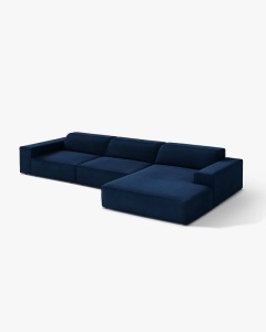 COLTAR PE DREAPTA JODIE, CU 4 LOCURI, 284X162 CM, ADANCIME SCAUN 62 CM, ALBASTRU ROOYAL, TAPITAT CU TAPITERIE DIN TEXTIL CATIFEA BLUVEL, MICADONI - Img 2