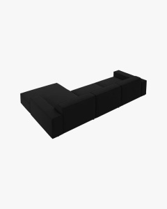 COLTAR PE DREAPTA JODIE, CU 4 LOCURI, 284X162 CM, ADANCIME SCAUN 62 CM, NEGRU, TAPITAT CU TAPITERIE DIN TEXTIL STRUCTURAT MEGAN, MICADONI - Img 4