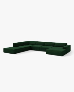 COLTAR PE DREAPTA JODIE, CU 7 LOCURI, 361X258 CM, ADANCIME SCAUN 62 CM, VERDE SMARALD, TAPITAT CU TAPITERIE DIN TEXTIL CATIFEA VENUS, MICADONI - Img 2