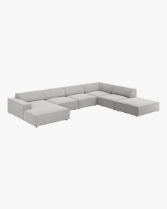 COLTAR PE DREAPTA JODIE, CU 7 LOCURI, 361X258 CM, ADANCIME SCAUN 62 CM, GRI DESCHIS, TAPITAT CU TAPITERIE DIN TEXTIL STRUCTURAT MEGAN, MICADONI - Img 2