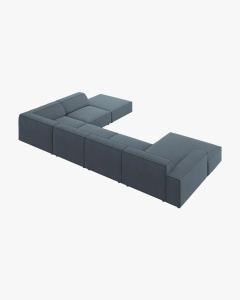 COLTAR PE DREAPTA JODIE, CU 7 LOCURI, 361X258 CM, ADANCIME SCAUN 62 CM, ALBASTRU, TAPITAT CU TAPITERIE DIN TEXTIL STRUCTURAT MEGAN, MICADONI - Img 3