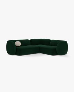 COLTAR PE DREAPTA, KATE, VERDE SMARALD, 252X220 CM, TAPITAT CU TAPITERIE DIN TEXTIL CATIFEA SALVADOR, MICADONI