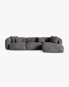 COLTAR PE DREAPTA MARTINA, 330X176 CM, ADANCIME SCAUN 90 CM, GRI, TAPITAT CU TAPITERIE DIN TEXTIL CATIFEA VOGUE, MICADONI