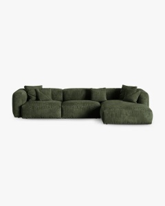 COLTAR PE DREAPTA MARTINA, 330X176 CM, ADANCIME SCAUN 90 CM, VERDE, TAPITAT CU TAPITERIE DIN TEXTIL CATIFEA VOGUE, MICADONI