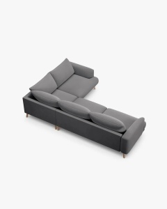 COLTAR PE DREAPTA, NAOMI, GRI, 280X195 CM, TAPITAT CU TAPITERIE DIN TEXTIL CATIFEA SALVADOR, MICADONI - Img 2