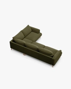 COLTAR PE DREAPTA, NAOMI, VERDE, 280X195 CM, TAPITAT CU TAPITERIE DIN TEXTIL CATIFEA SALVADOR, MICADONI - Img 2
