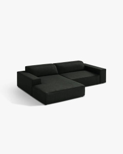 COLTAR PE STANGA, CU 3 LOCURI JODIE, 224X162 CM, ADANCIME SCAUN 62 CM, NEGRU, TAPITAT CU TAPITERIE DIN TEXTIL BOUCLE BALOO, MICADONI - Img 2