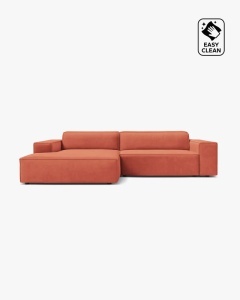 COLTAR PE STANGA, CU 3 LOCURI JODIE, 224X162 CM, ADANCIME SCAUN 62 CM, CORAI, TAPITAT CU TAPITERIE DIN TEXTIL CATIFEA VENUS, MICADONI