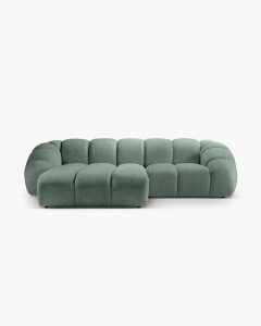COLTAR PE STANGA DIANA, VERDE MENTA, 294X182 CM, TAPITAT CU TAPITERIE DIN TEXTIL STRUCTURAT BUBBLE MICADONI
