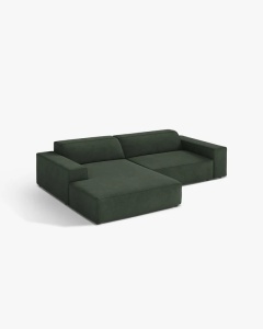 COLTAR PE STANGA JODIE, CU 3 LOCURI, 224X162 CM, ADANCIME SCAUN 62 CM, VERDE MUSCHI, TAPITAT CU TAPITERIE DIN TEXTIL STRUCTURAT LIBERTY, MICADONI - Img 2