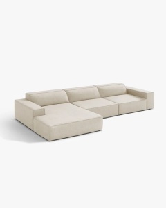 COLTAR PE STANGA JODIE, CU 4 LOCURI, 284X162 CM, ADANCIME SCAUN 62 CM, BEJ, TAPITAT CU TAPITERIE DIN TEXTIL BOUCLE BALOO, MICADONI - Img 2