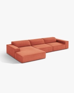COLTAR PE STANGA JODIE, CU 4 LOCURI, 284X162 CM, ADANCIME SCAUN 62 CM, CORAI, TAPITAT CU TAPITERIE DIN TEXTIL CATIFEA VENUS, MICADONI - Img 2