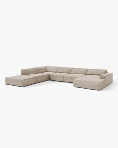 COLTAR PE STANGA JODIE, CU 7 LOCURI, 361X258 CM, ADANCIME SCAUN 62 CM, BEJ INCHIS, TAPITAT CU TAPITERIE DIN TEXTIL CATIFEA VENUS, MICADONI - Img 2