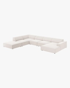COLTAR PE STANGA JODIE, CU 7 LOCURI, 361X258 CM, ADANCIME SCAUN 62 CM, BEJ DESCHIS, TAPITAT CU TAPITERIE DIN TEXTIL STRUCTURAT MEGAN, MICADONI - Img 2