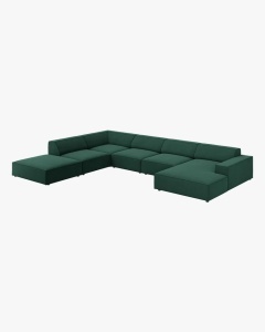 COLTAR PE STANGA JODIE, CU 7 LOCURI, 361X258 CM, ADANCIME SCAUN 62 CM, VERDE, TAPITAT CU TAPITERIE DIN TEXTIL STRUCTURAT MEGAN, MICADONI - Img 2
